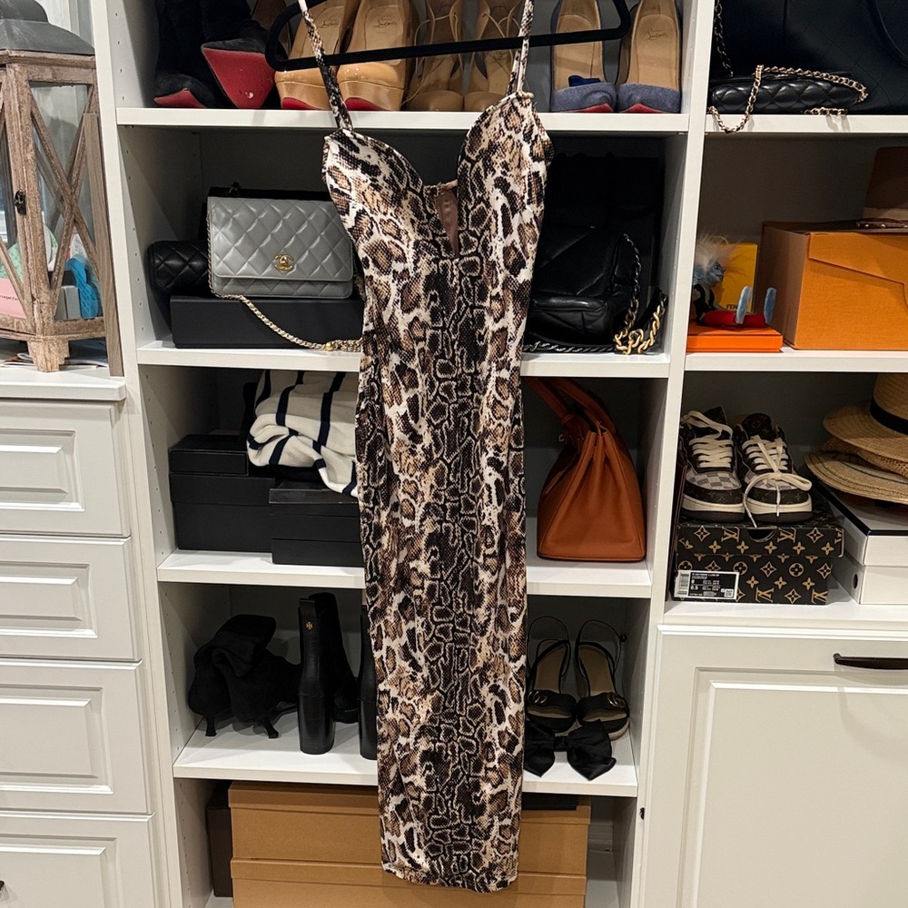 JLUXLABEL Brown Spaghetti Strap Dress